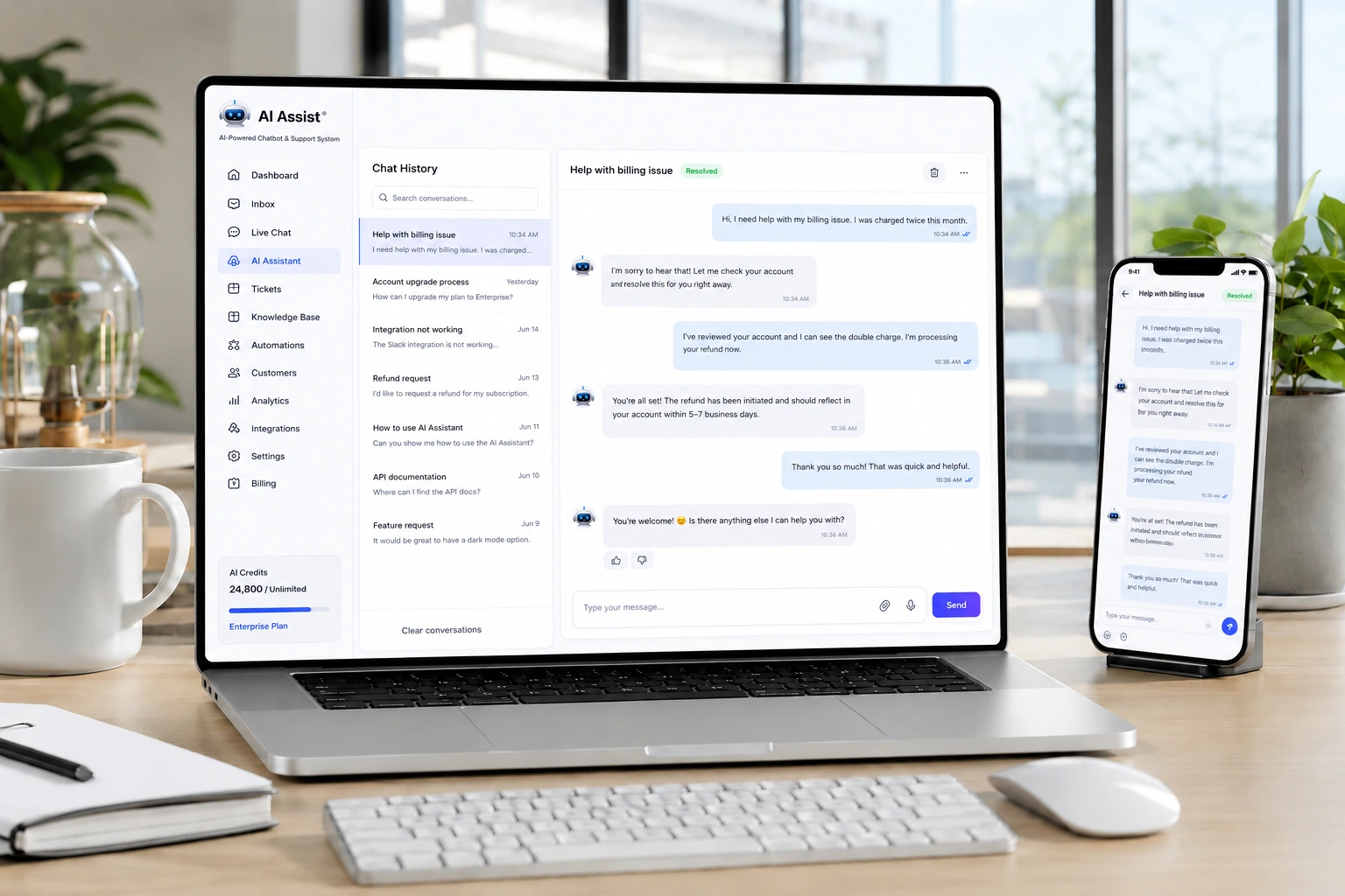 AI-Powered Chatbot & Support System